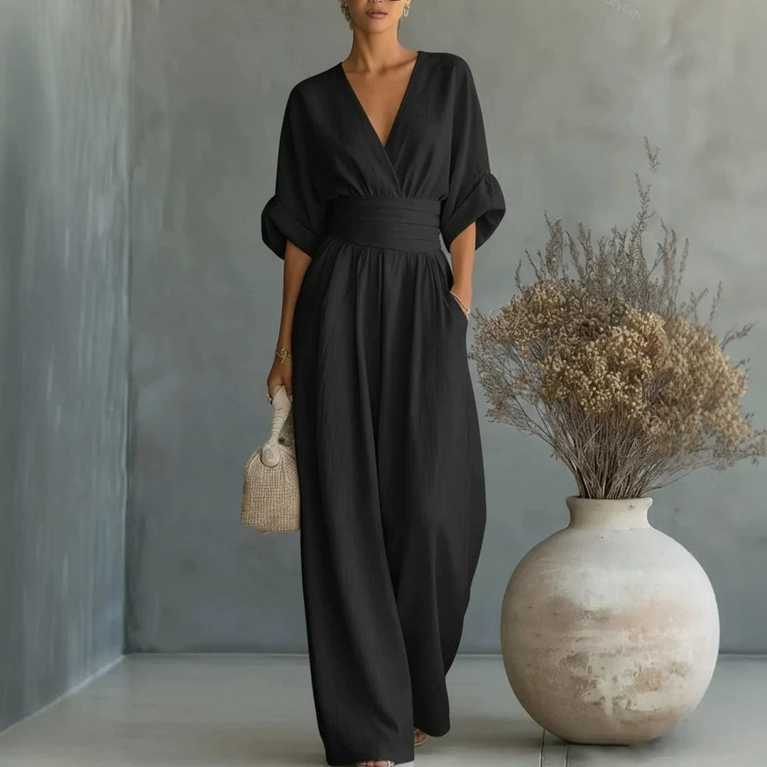 Wide-Leg Linen Jumpsuit For Women