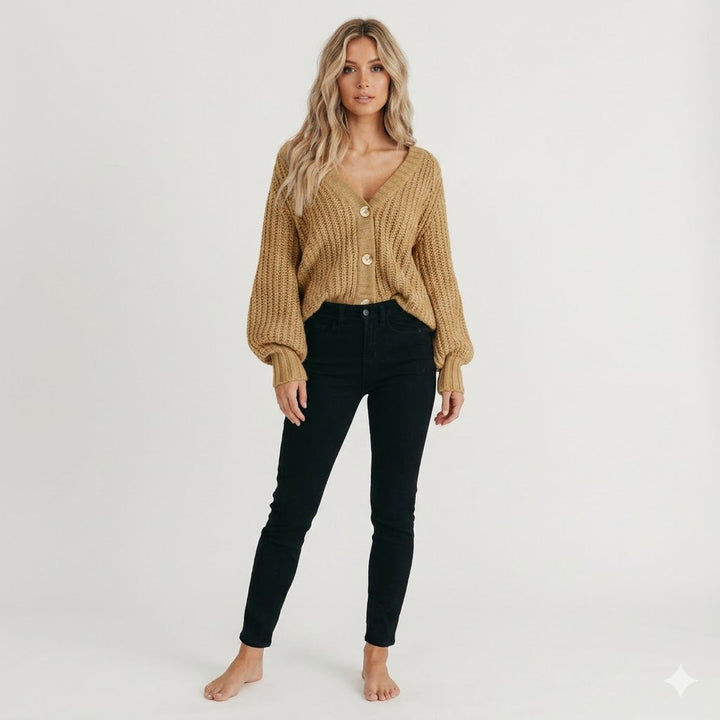 Chunky Knit Button Cardigan with Luxe Texture For Women