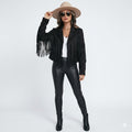 Fringe Leather Jacket For Women