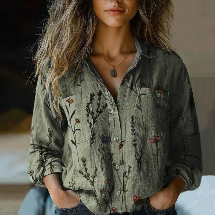 Vintage Bohemian Printed Button Shirt For Women