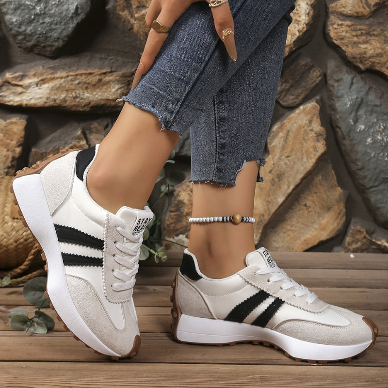 Women's Retro Platform Sneakers Lace Up Chunky Sole