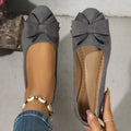 Women's Wedge Ballet Flats Bow Detail Suede Slip On Shoes