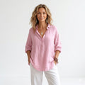 Blush Linen Relaxed Shirt with Effortless Elegance For Women
