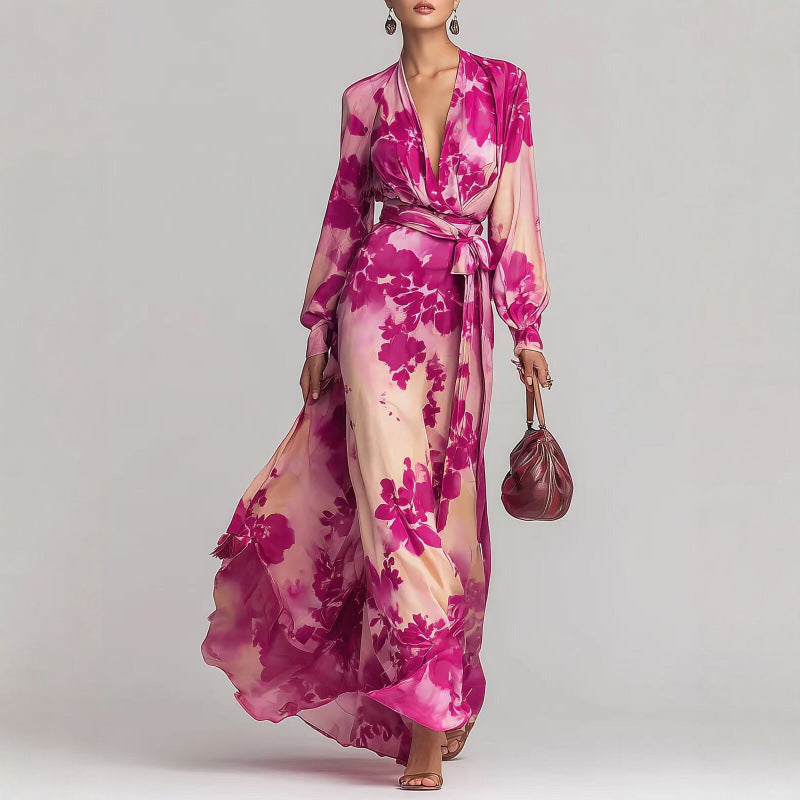 Floral Chiffon Maxi Dress For Women