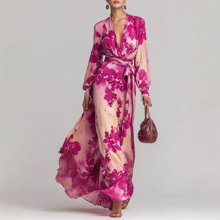 Floral Chiffon Maxi Dress For Women