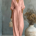 Wide-Leg Linen Jumpsuit For Women