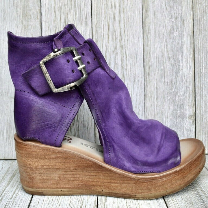 Wedge Sandals with Buckle in Boho Style