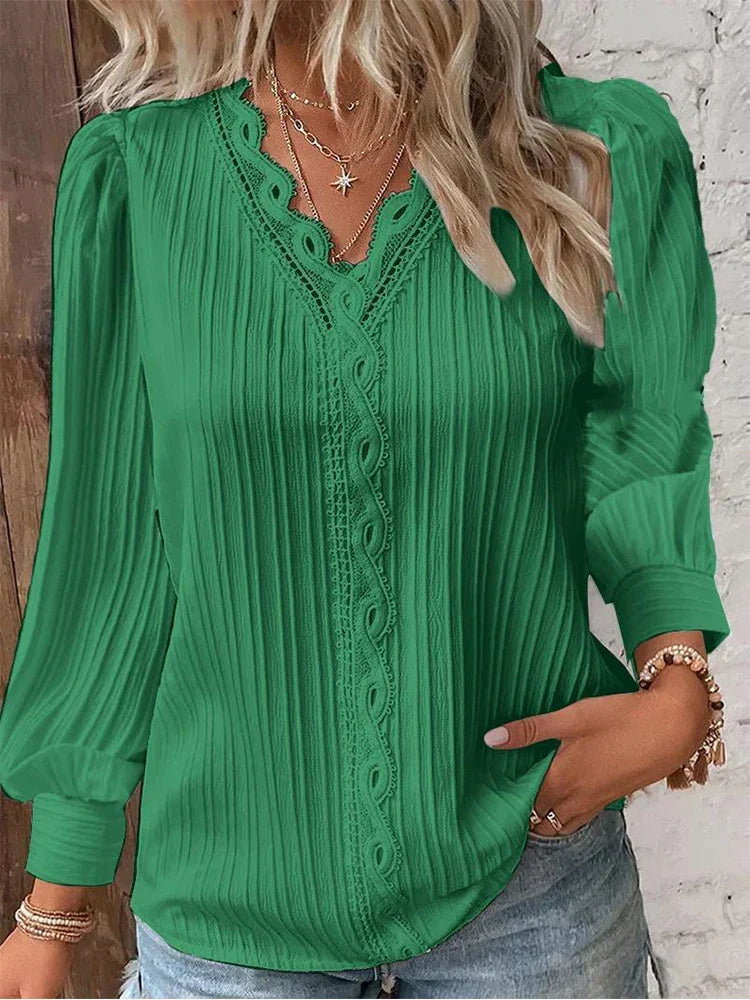 Blouse with Chiffon and Lace Details