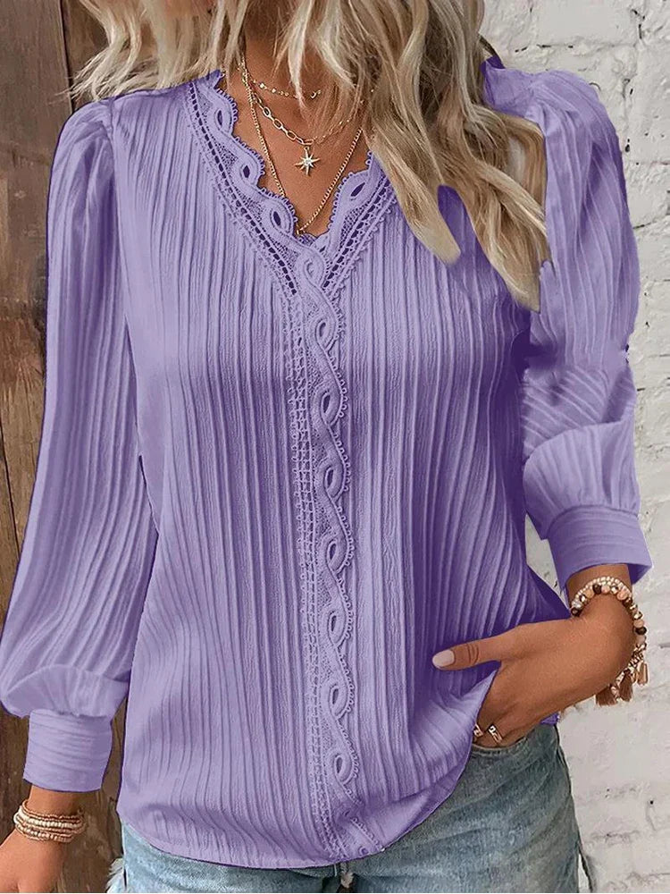 Blouse with Chiffon and Lace Details