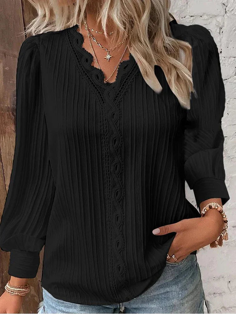 Blouse with Chiffon and Lace Details
