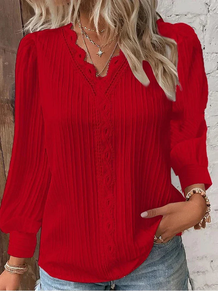 Blouse with Chiffon and Lace Details