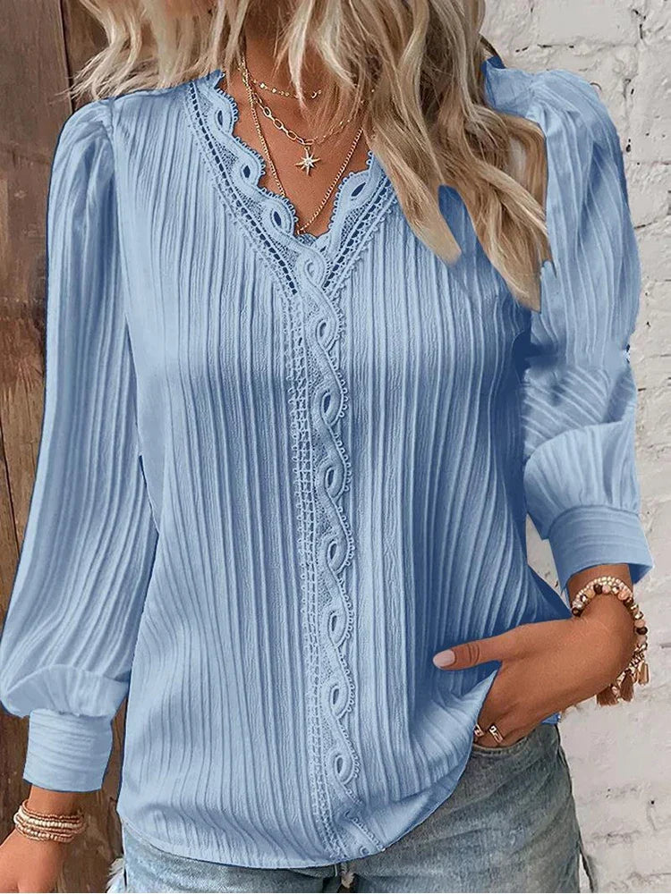 Blouse with Chiffon and Lace Details