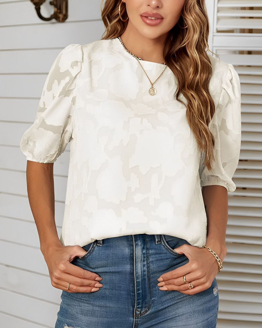 Floral Puff Sleeve Blouse For Women