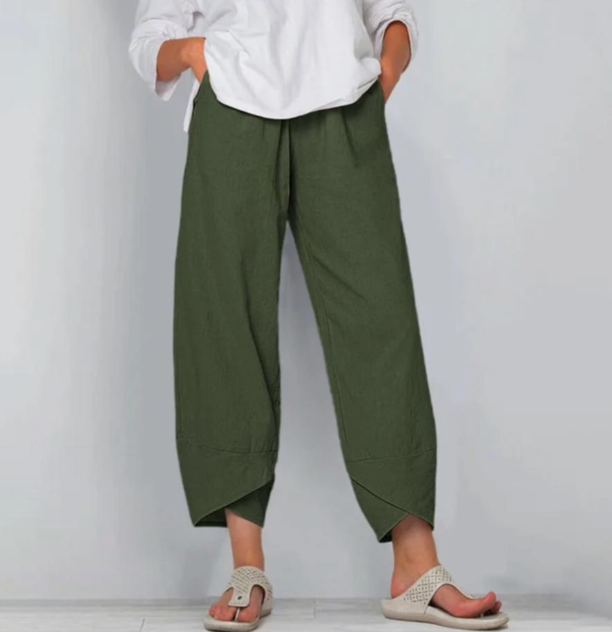 Relaxed Linen Blend Pants For Women