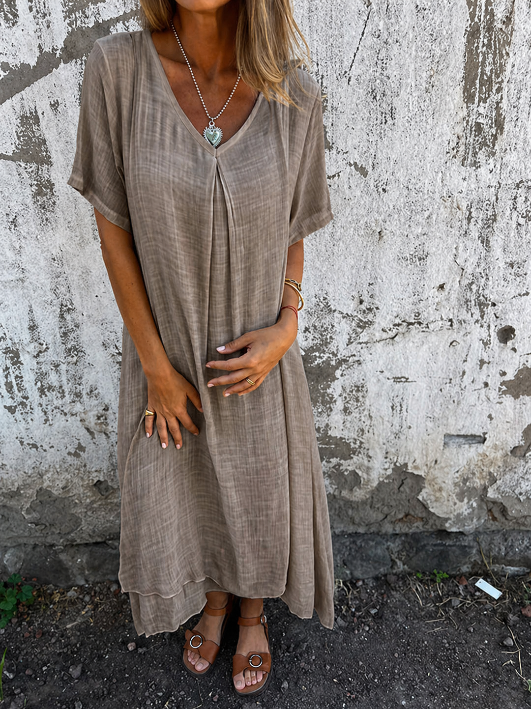 Loose V-neck Dress