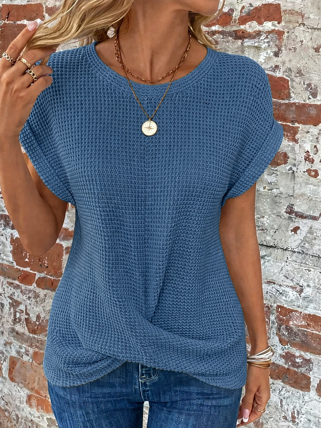 Waffle Knit Casual Tee