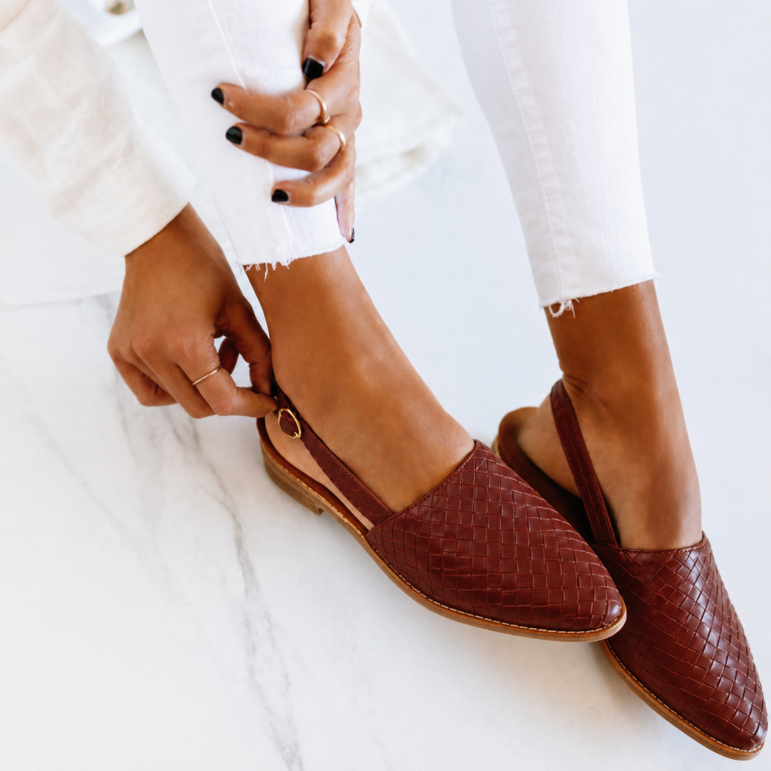 Elegant Woven Vegan Leather Ballerinas