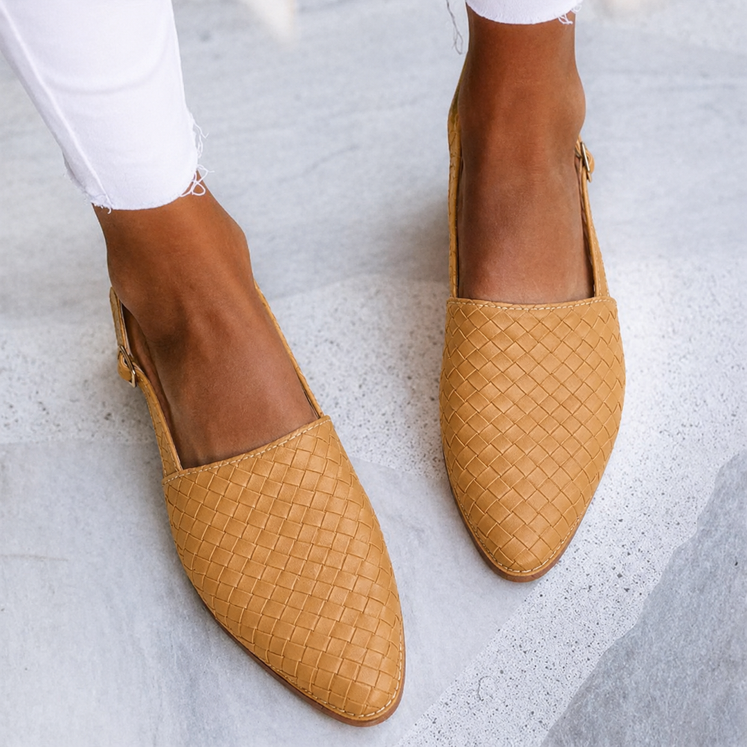 Elegant Woven Vegan Leather Ballerinas
