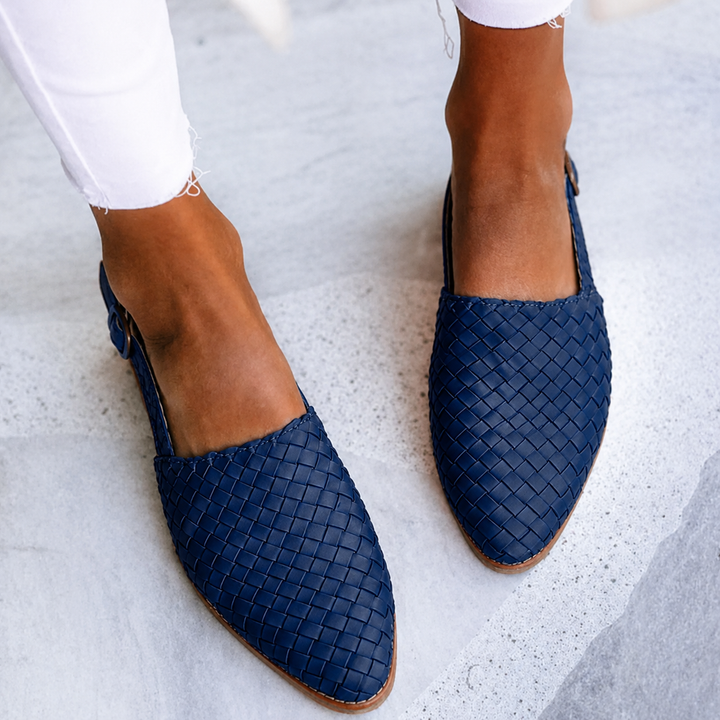 Elegant Woven Vegan Leather Ballerinas