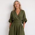 Wide-Leg Linen Jumpsuit For Women