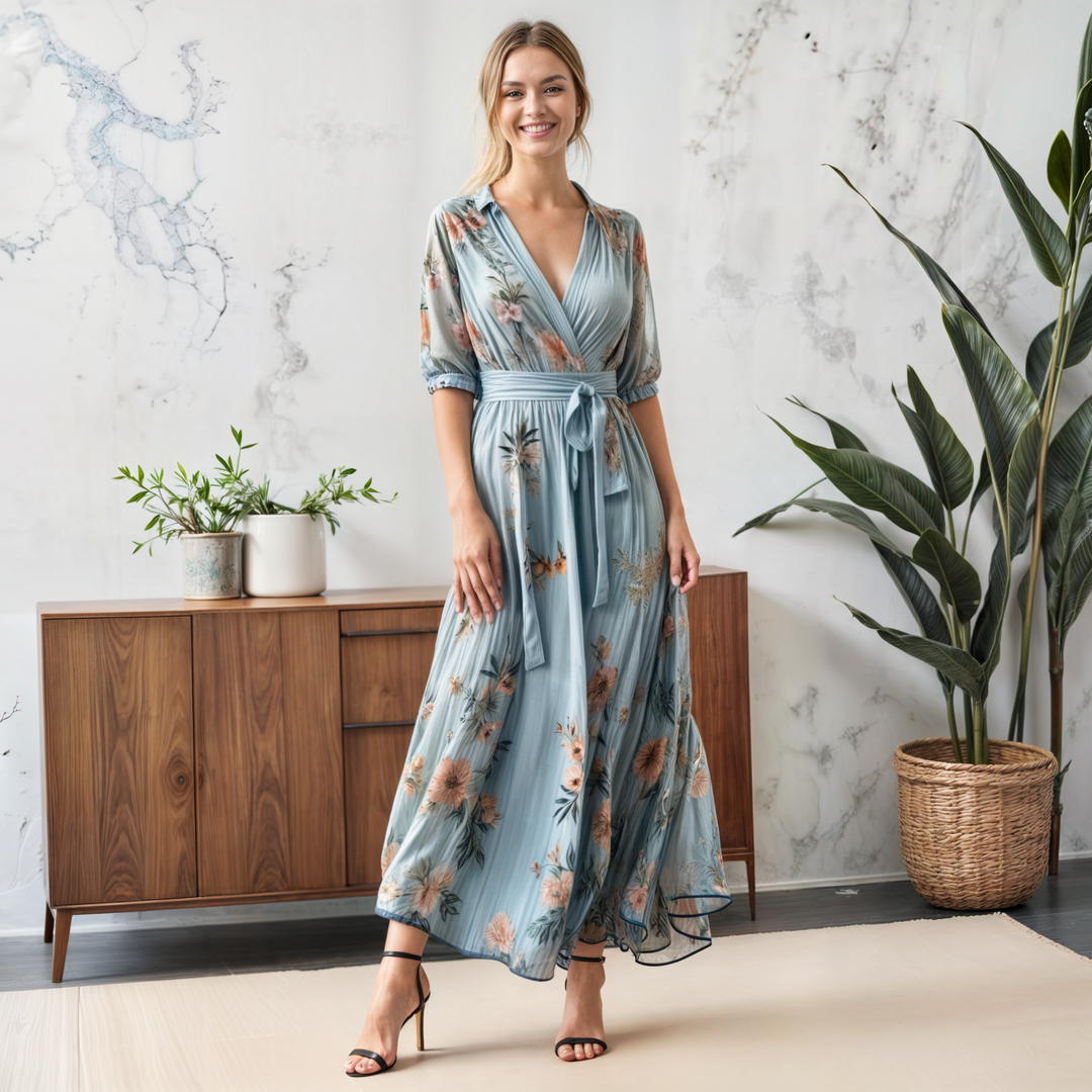 V-Neck Midi Dress