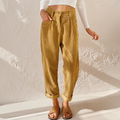 Women's High Waist Corduroy Trousers Relaxed Tapered Leg Pants
