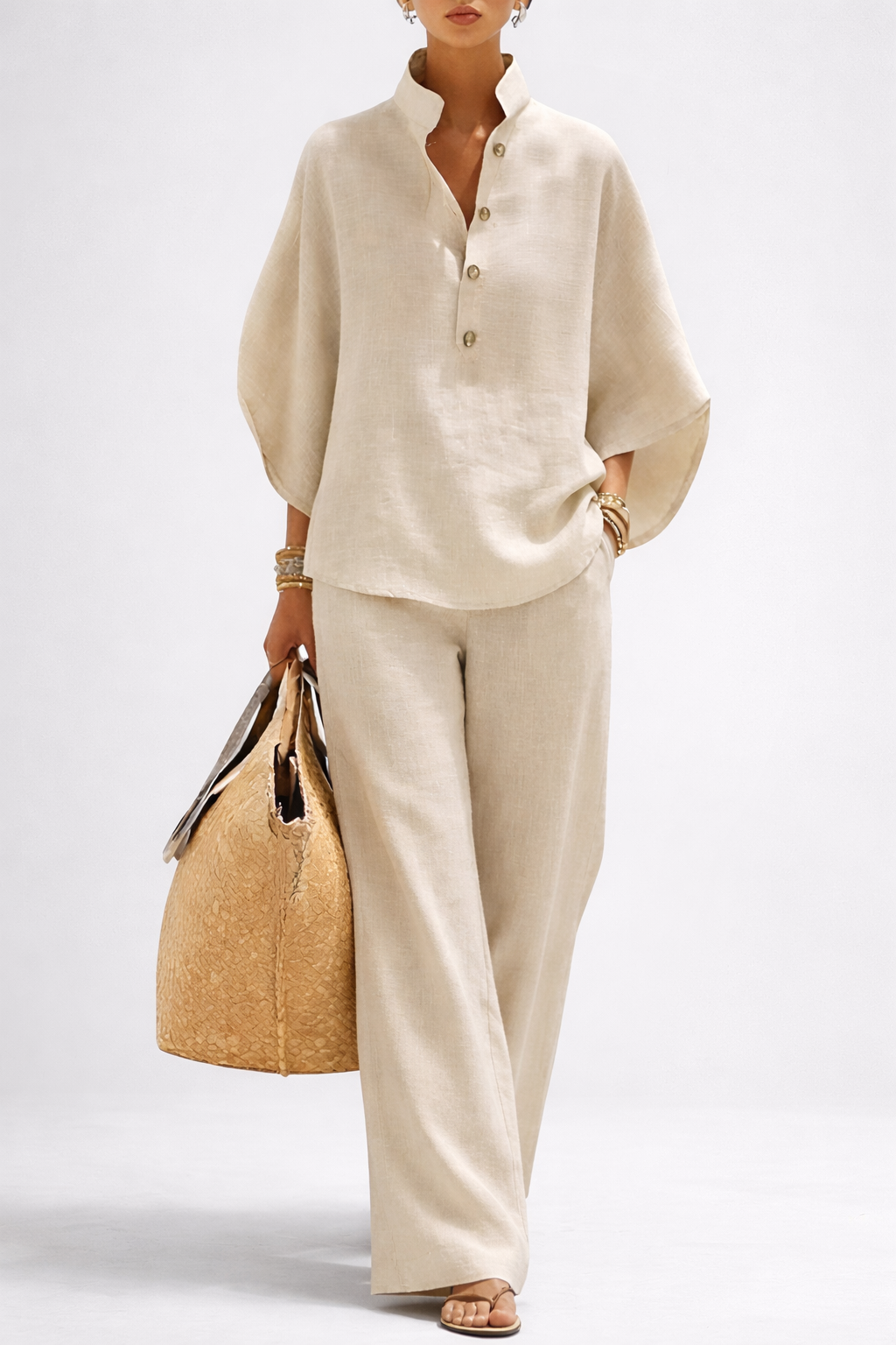 Elegant Wide Leg and Collar 2 Piece Set
