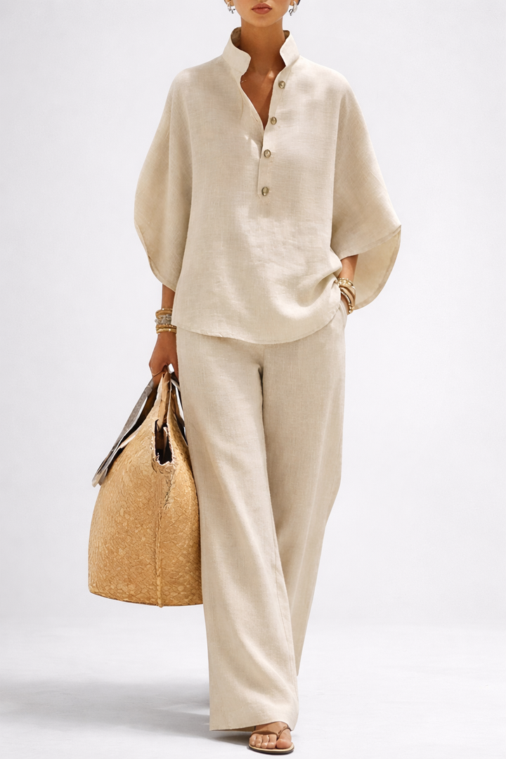 Elegant Wide Leg and Collar 2 Piece Set