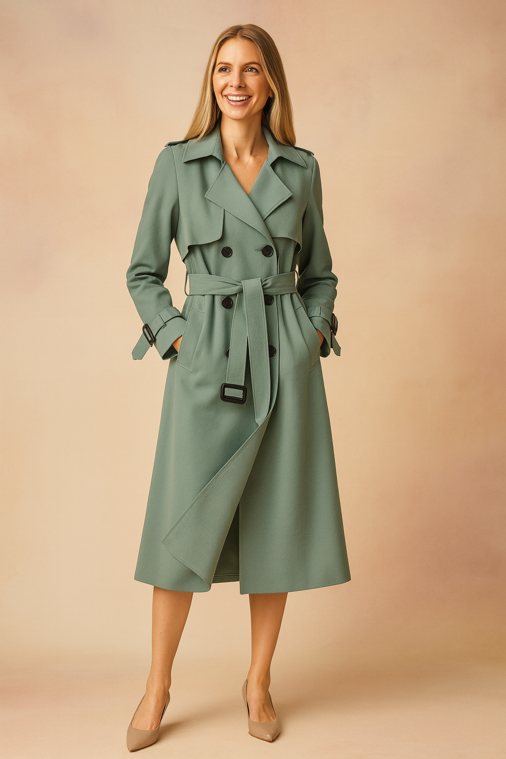 Belted Trench Coat For Women