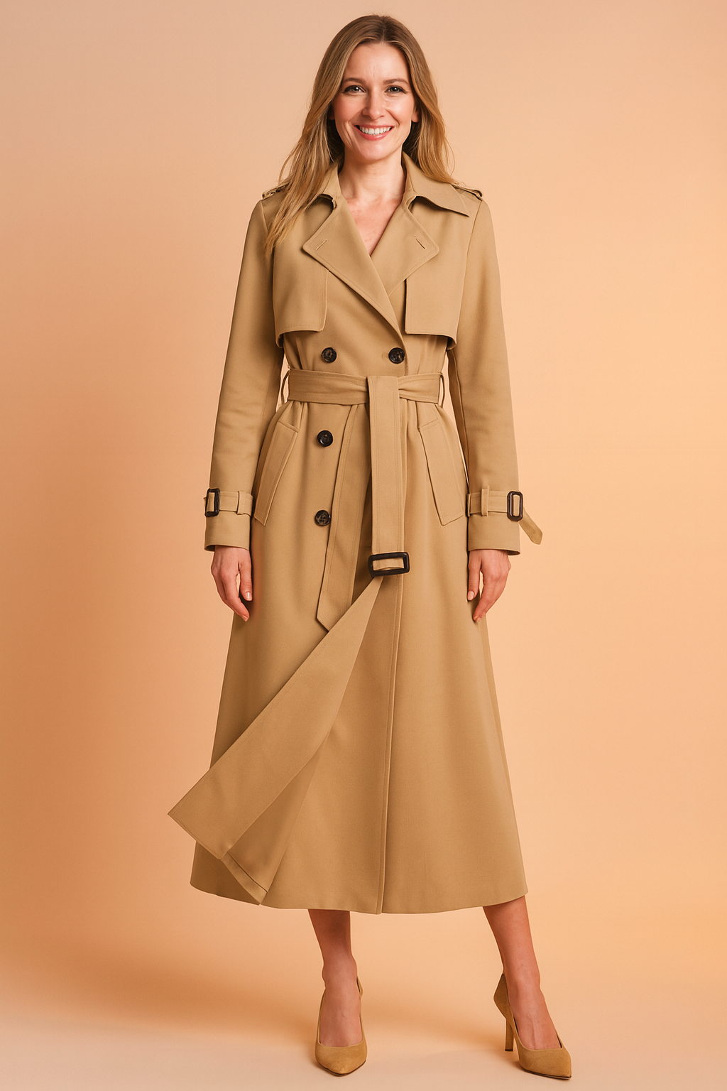 Belted Trench Coat For Women