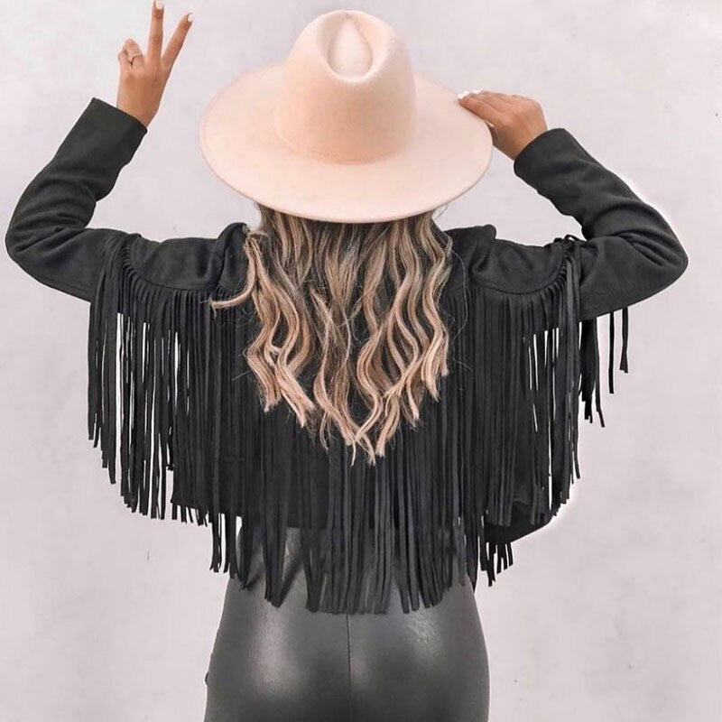 Fringe Leather Jacket For Women
