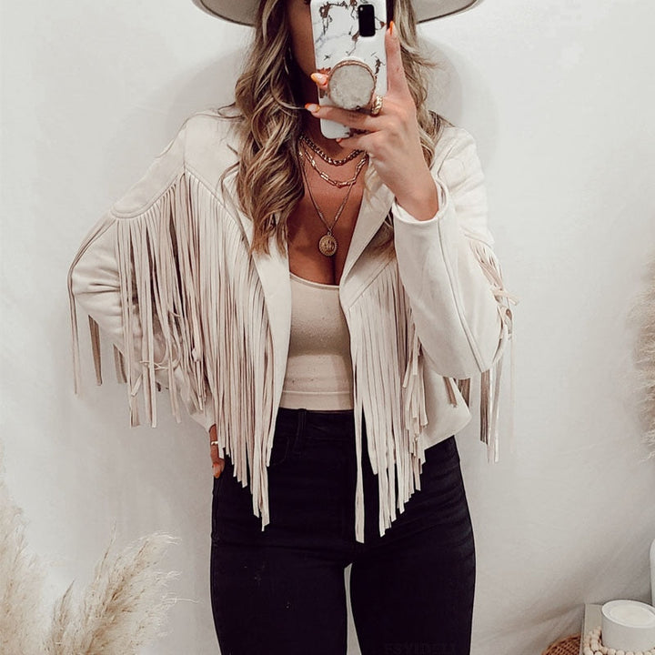 Fringe Leather Jacket For Women