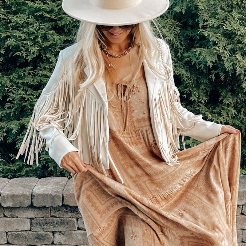 Fringe Leather Jacket For Women