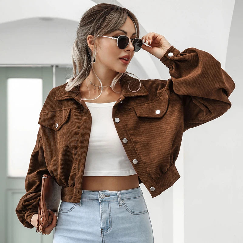 Cropped Corduroy Jacket For Women