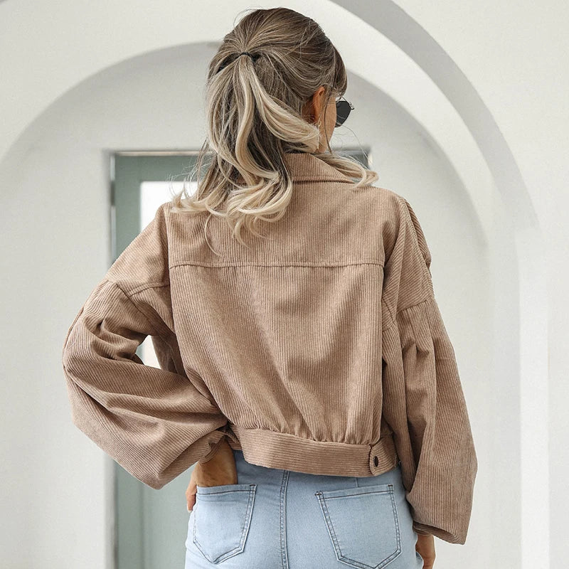 Cropped Corduroy Jacket For Women