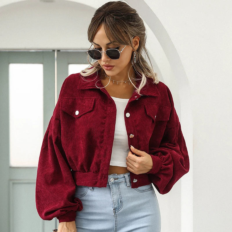 Cropped Corduroy Jacket For Women