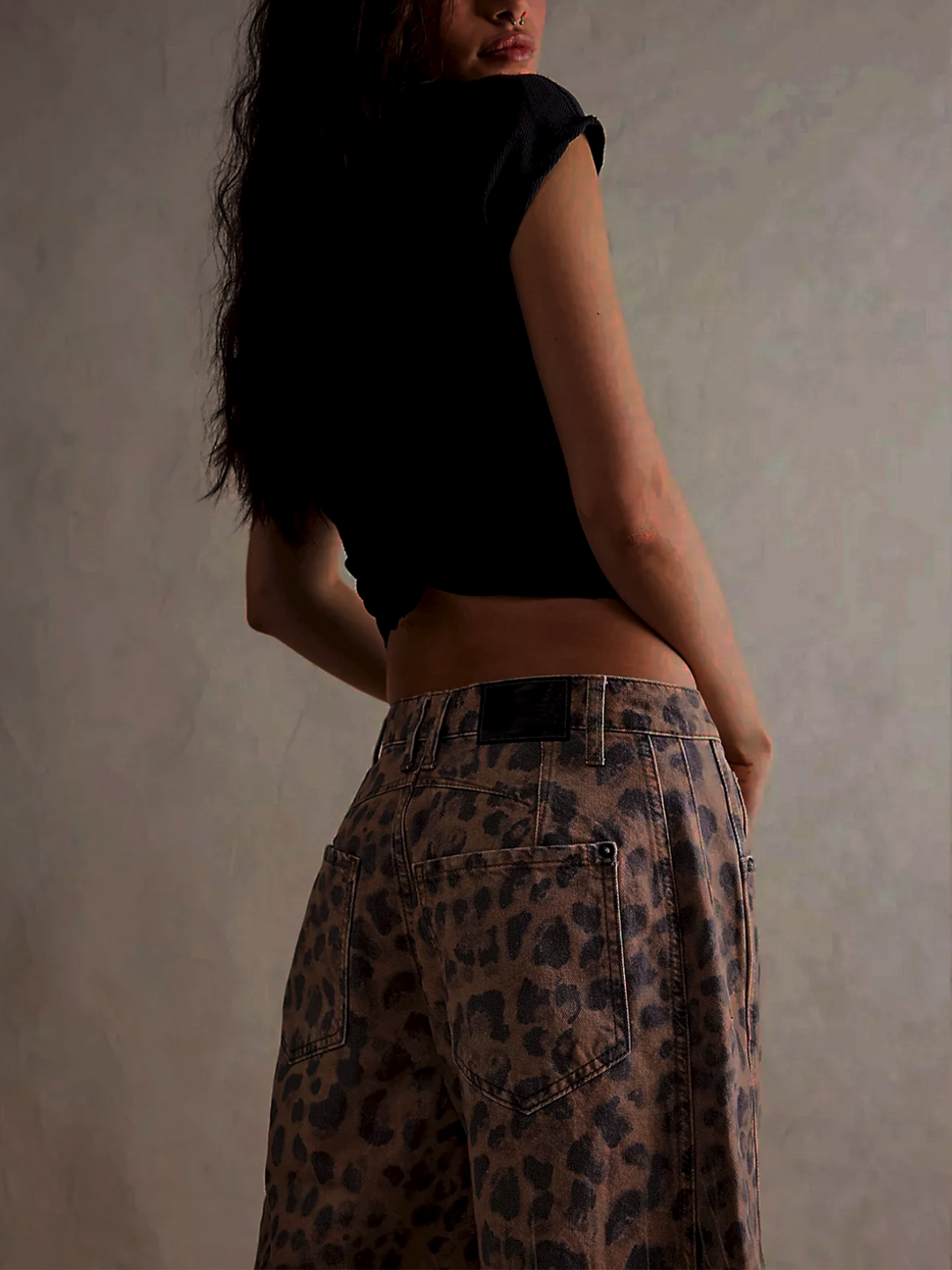 Leopard Print Barrel Jeans For Women