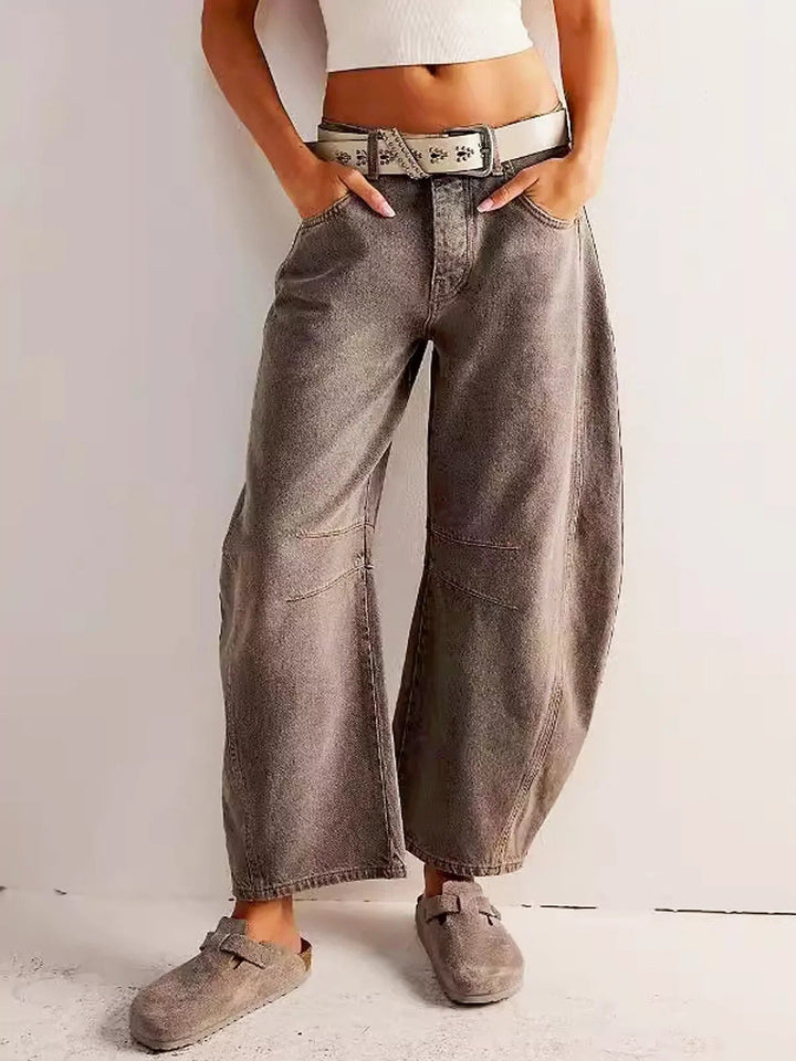Leopard Print Barrel Jeans For Women