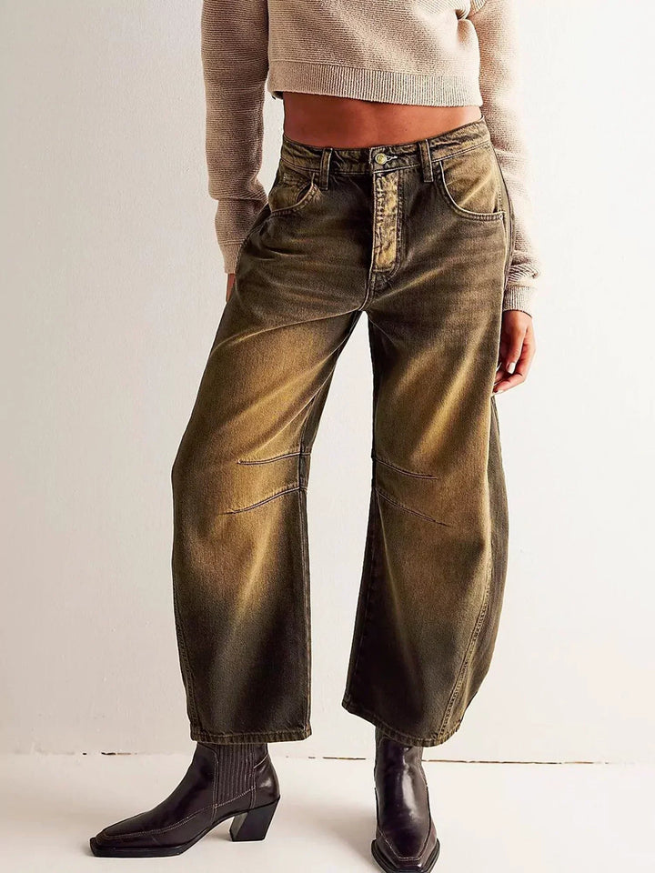 Leopard Print Barrel Jeans For Women
