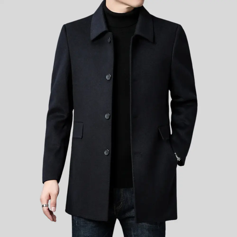 Classic Wool Overcoat For Men