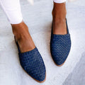Woven Leather Slip-On Flats with Artisan Finish For Women
