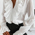 Chic Ruffle Denim Blouse For Women