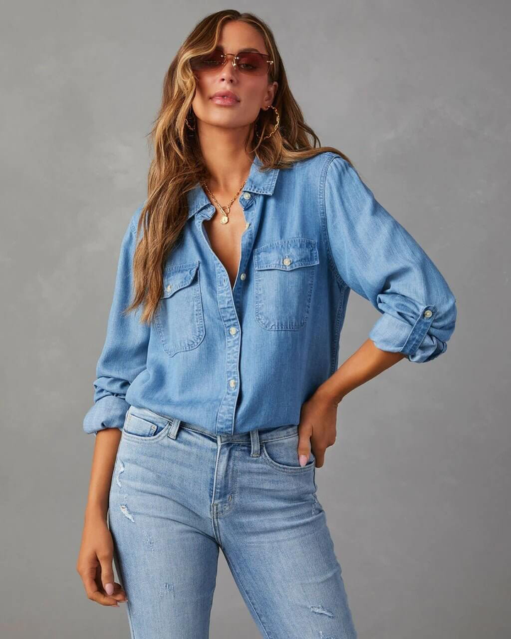 Long Sleeve Denim Shirt For Women