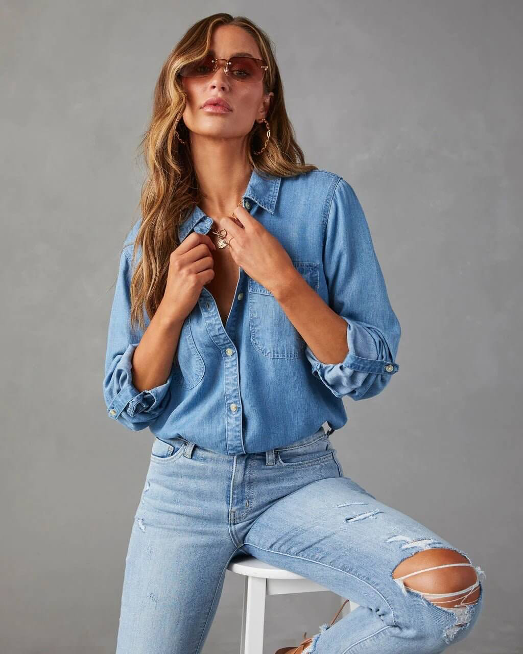 Casual Denim Shirt For Women