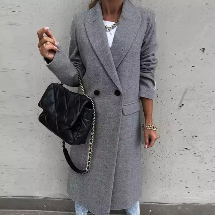 Elegant Wool Blend Long Coat For Women