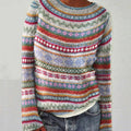 Rainbow Stripe Knit Sweater For Women