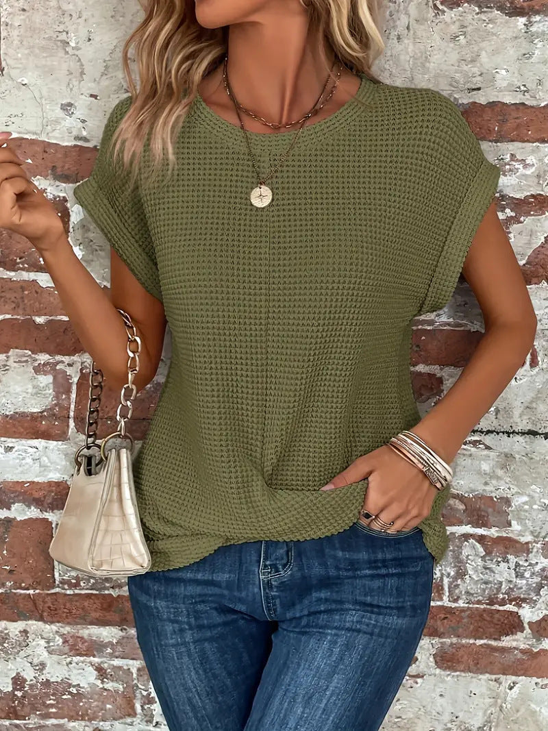 Waffle Knit Casual Tee
