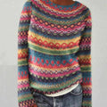 Rainbow Stripe Knit Sweater For Women