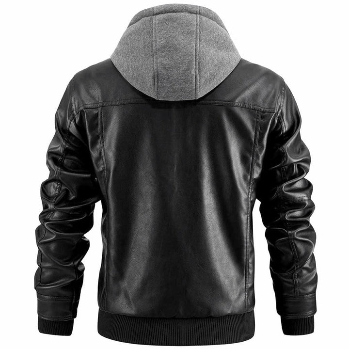 Premium Hooded Leather Jacket For Men
