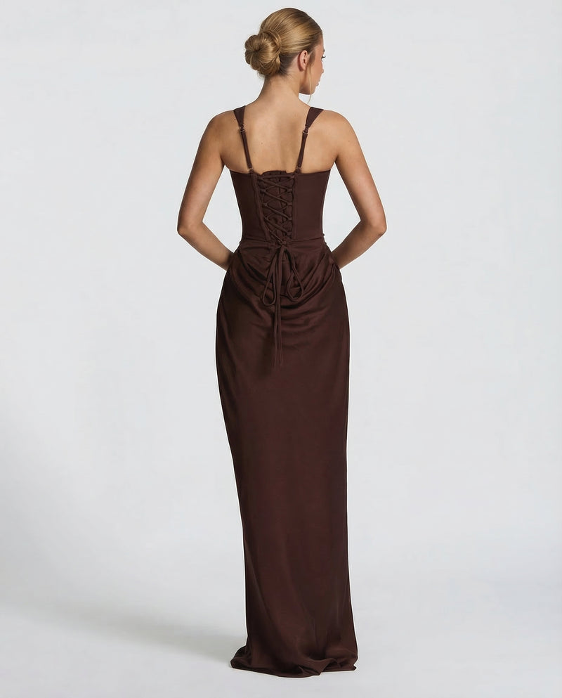 Satin Corset Maxi Dress For Women